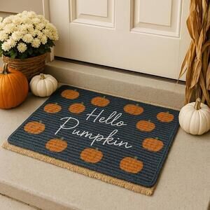 Handmade 'Hello Pumpkin' Seasonal Doormat